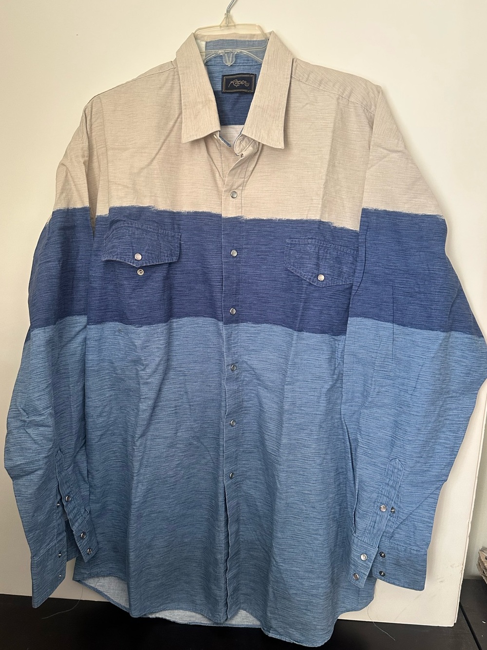 Roper Vntge Western Color-block Pearl Snap Shirt Long-sleeve ~XXL